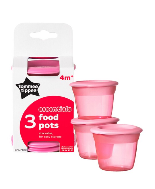 Tommee Tippee Essentials 3x Food Pots & Lids (Pink) image number 2